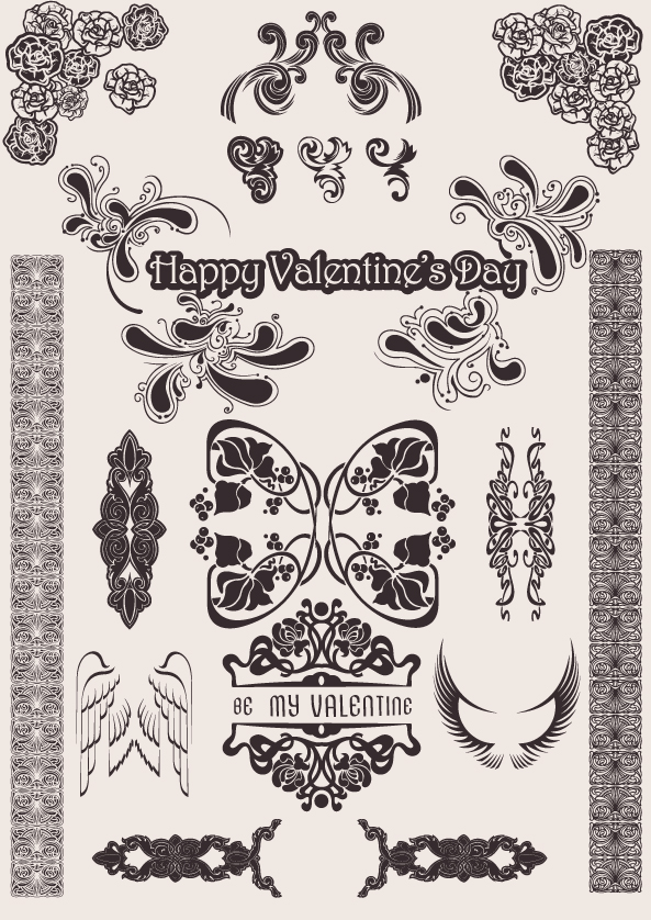 free vector Europeanstyle love pattern vector